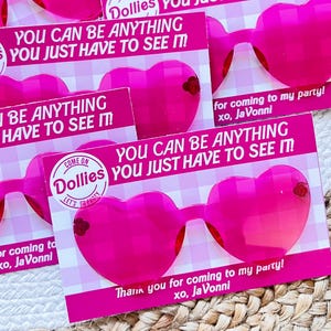 Let&#39;s Go Party Sunglasses Favors - Doll Party - Hot Pink Glasses Favors - Come On Lets Go Party - Sunglasses Card -Baby Doll Favors -Glasses