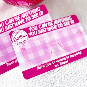 Let&#39;s Go Party Sunglasses Favors - Doll Party - Hot Pink Glasses Favors - Come On Lets Go Party - Sunglasses Card -Baby Doll Favors -Glasses