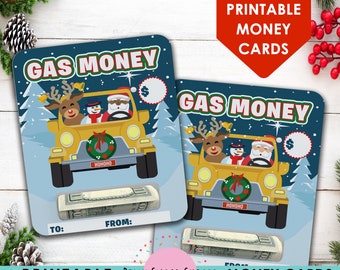 CHRISTMAS MONEY CARDS - Gas Money - Money Card Holder - Gift Card - Funny Christmas Card - Stocking Stuffer - Cash - Printable - Digital