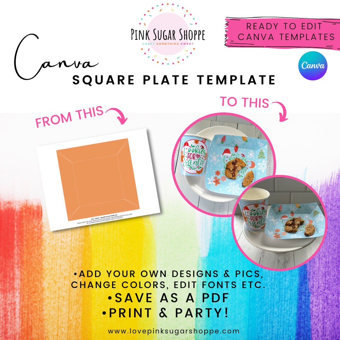 Canva Square Plate Party Favor Templates Party Plate Template Paper