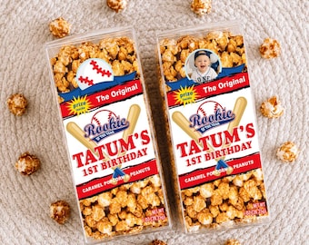 Baseball Cracker Jacks Labels - Rookie of the Year eerste verjaardag - Baseball Party - One - Verjaardagsgunsten - Baseball Party - 1e verjaardag