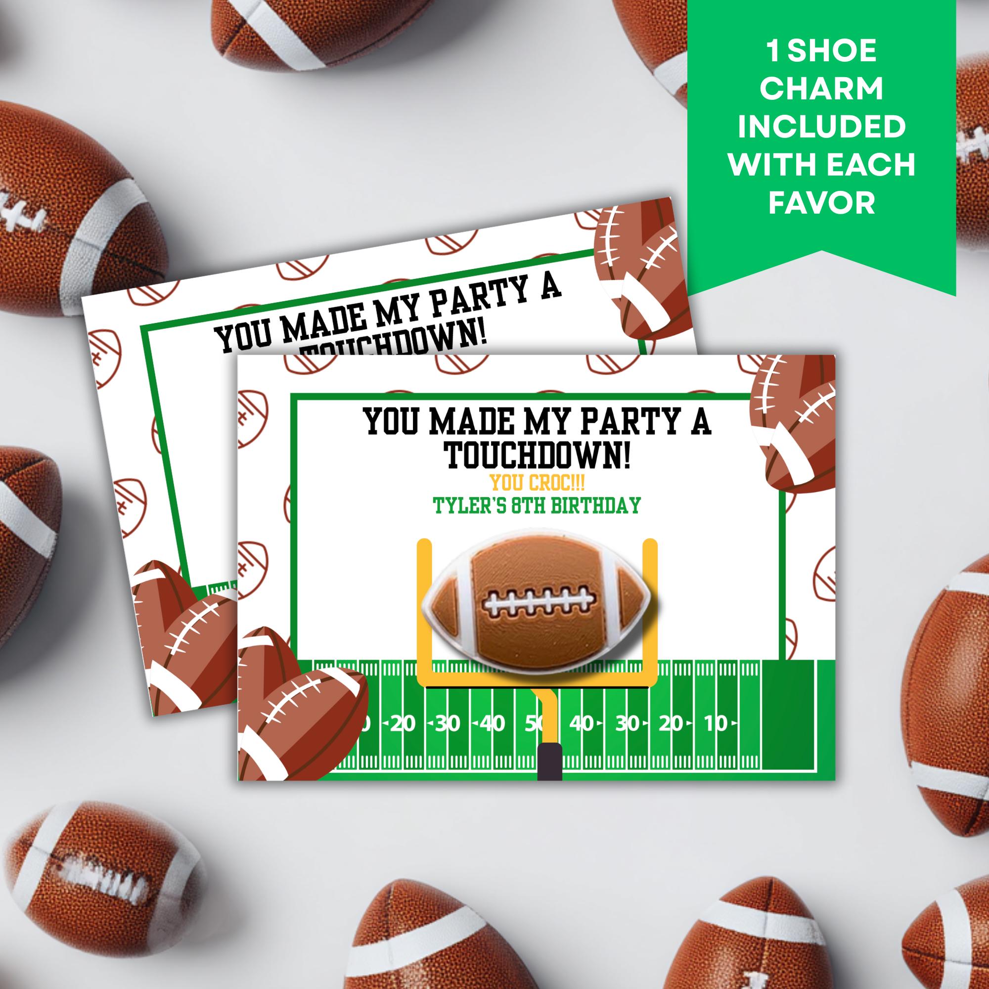 Football Party Favors - Football Shoe Charms - Football Birthday Party - Football Goody Bags - Touchdown - Sports Party Team Gift