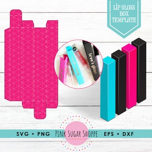 PSS Lip Gloss Box Svg - Embalaje de brillo de labios - Tubos de brillo de labios - Plantilla de caja de brillo de labios - Barra de labios - Embalaje de tubos de brillo de labios - Caja de papel