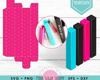 PSS Lip Gloss Box Svg - Emballage de brillant à lèvres - Tubes de brillant à lèvres - Modèle de boîte de brillant à lèvres - Rouge à lèvres - Emballage de tubes de brillant à lèvres - Boîte en papier