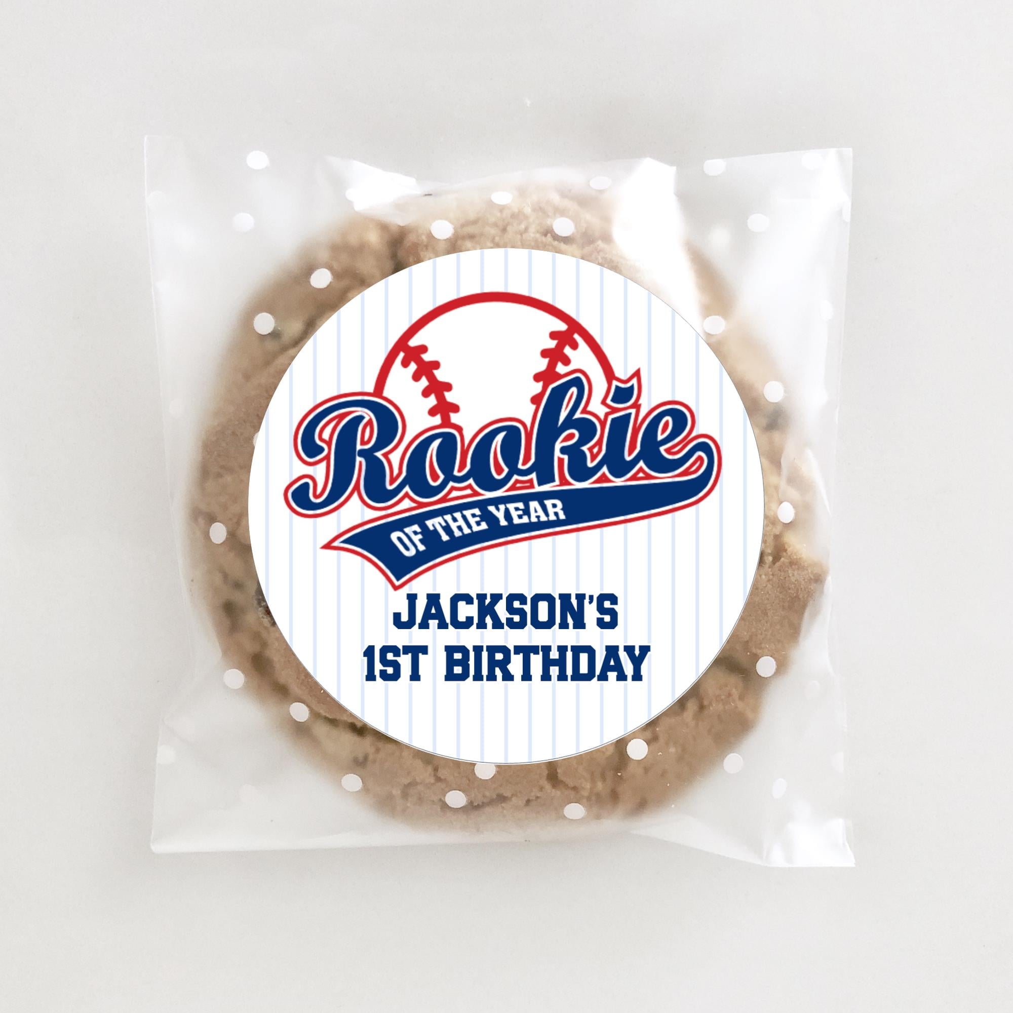 Baseball Rookie of the Year Stickers - First Birthday - Baseball Party ...