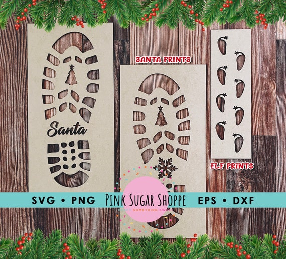 Laser Files Christmas Santa Boot Print Stencil for Snow Decoration Laser  File svg eps pdf glowforge cricut