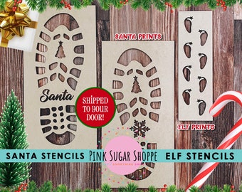 PSS SANTA Footprints - Boot print - STENCIL - Elf Prints -Elf Footprints -Footsteps - Shipped -Snow print-Christmas Eve -Christmas Decor Diy