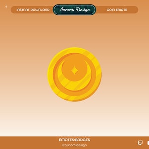 Gold Moon Coin Channel Points Emote - Channel Points Icon/Twitch Emote/Stream/Aesthetic/Moon/Stars/Night/Gold Coin/Cute/Kawaii/Vtuber/Girl
