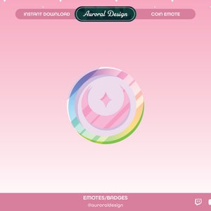 Rainbow Moon Coin Channel Point Emote - Channel Points Icon/Twitch Emote/Stream/Aesthetic/Moon/Stars/Night/Gold Coin/Cute/Kawaii/Vtuber/Girl