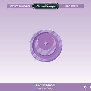 Purple Moon Coin Channel Points Emote - Channel Points Icon/Twitch Emote/Stream/Aesthetic/Moon/Stars/Night/Coin/Cute/Kawaii/Vtuber/Girl