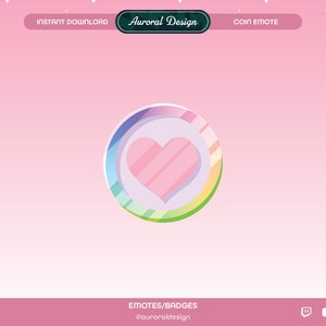 Rainbow Heart Coin Channel Points Emote - Points Icon/Twitch Emote/Stream/Aesthetic/Heart/Love/Cute/Kawaii/Vtuber/Girl