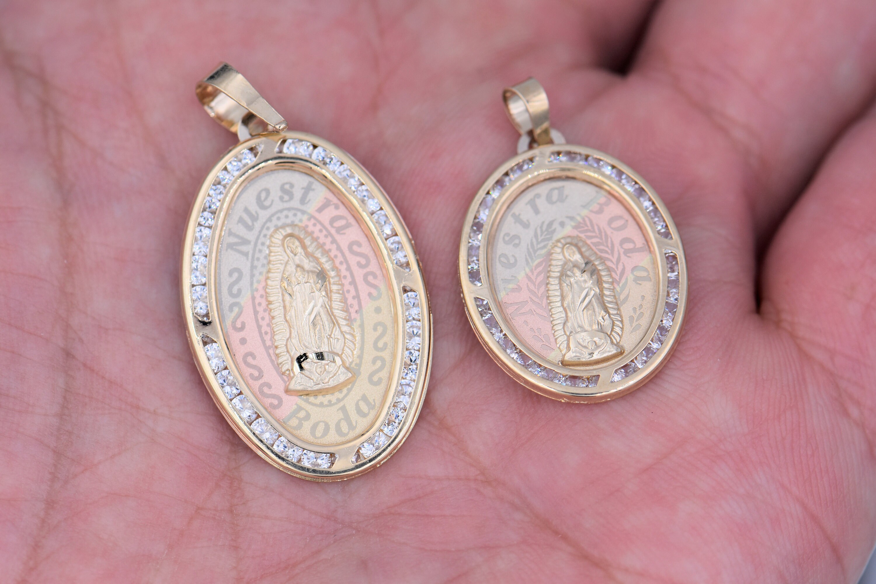 14k Tri Color Gold Fine Jewelry Nuestra Boda Virgin Mary Etsy