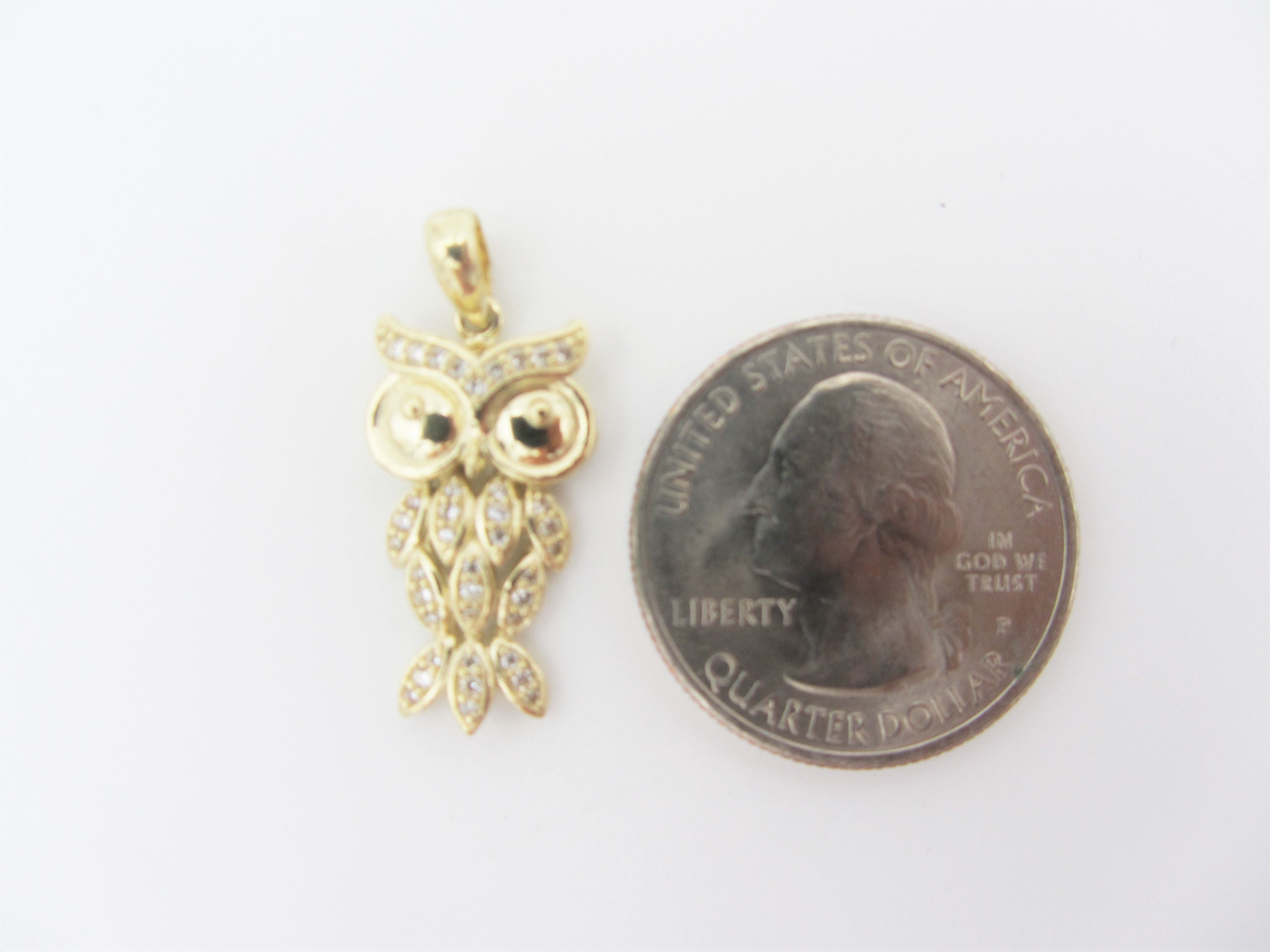 10k Yellow Gold Fine Jewelry OWL Charm Pendant Etsy