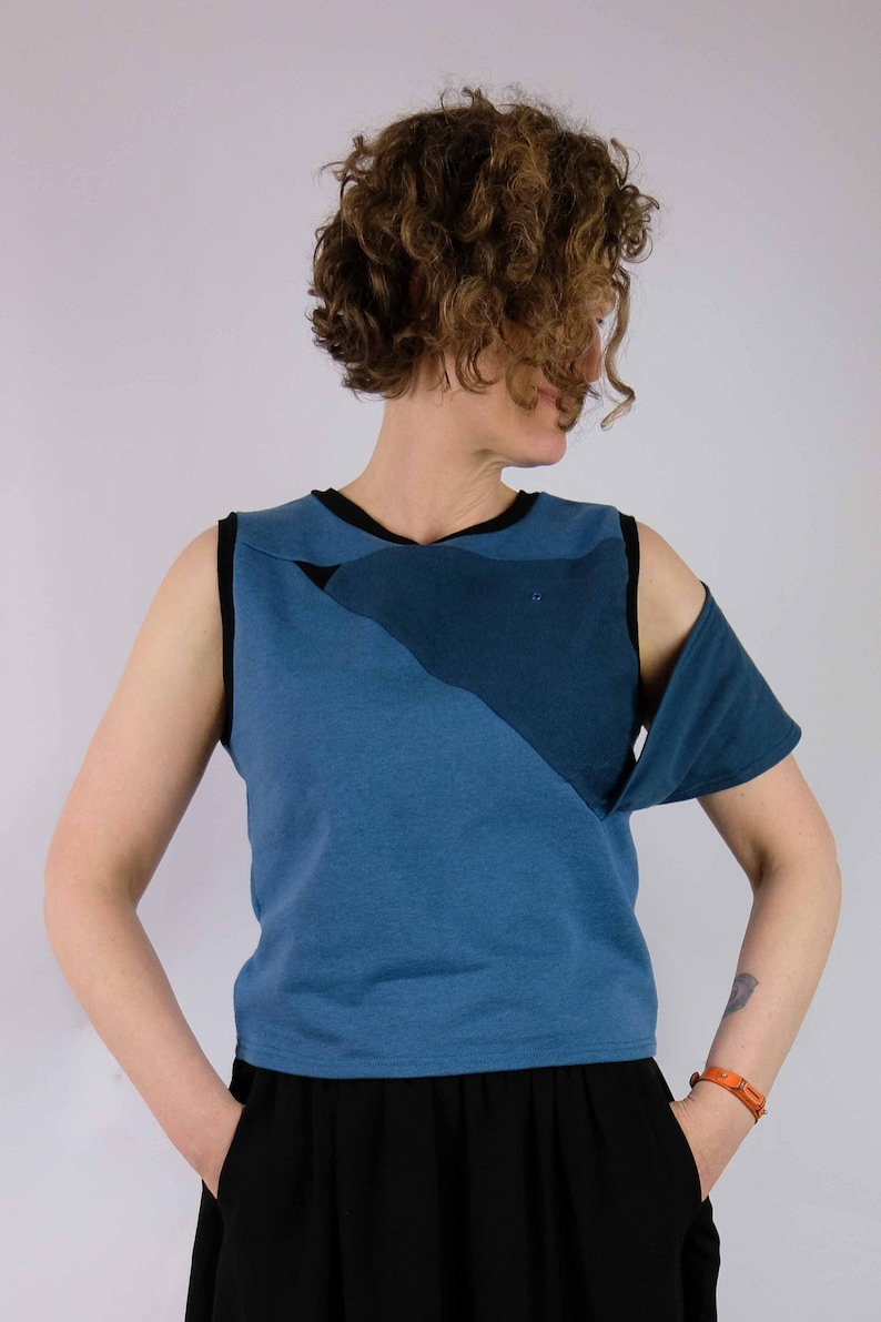 Eco Handmade Close Fitting Sleeveless Origami Mouse Sweatshirt Made made from reclaimed materials image 1