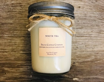 White Tea Soy Candle, Natural Soy Candle, Gift for Dad, Spa Candle, Hand Poured, Vegan, Gift for Her, Housewarming Gifts, Mason Jar Candle
