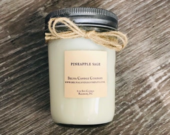 Pineapple Sage Soy Candle, Sage Scented Candle, Birthday Gift, Stocking Stuffer, Holiday Candle Gift, Relaxing Candles, Calming Candles