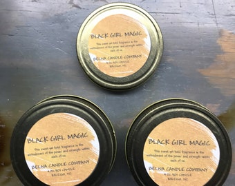 4 oz Black Girl Magic Mason Jar Bougies, Cadeaux d’anniversaire, Cadeaux de fête de mariage, Mini bougies, Faveurs de mariage, Bougies en vrac, Cadeaux de douche nuptiale