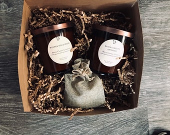 Amber Candle Set with Handmade Soap,Candle Gift Box,Candle Gift,Gift for Her,Birthday Gift,Mother's Day Gift Set,Self Care Kit, Gift for Mom