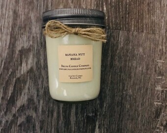 Banana Nut Bread Soy Candles-8 oz Hand Poured Candle- Thinking of You-Miss You Gift-8oz mason jar candle-comfort gift, care gift, candles