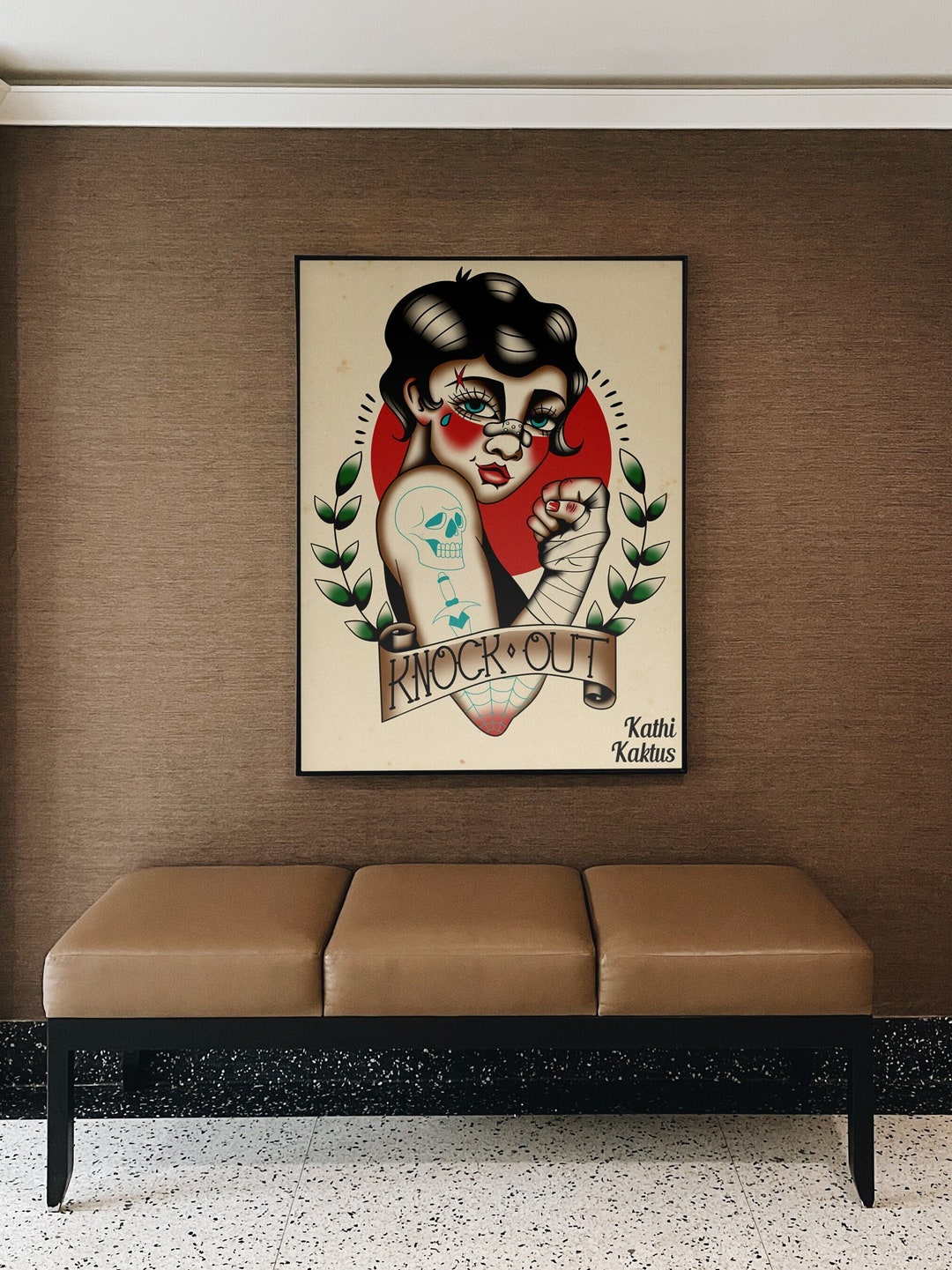 Traditional Tattoo Female Boxer Vintage Tattoo Poster Retro Etsy