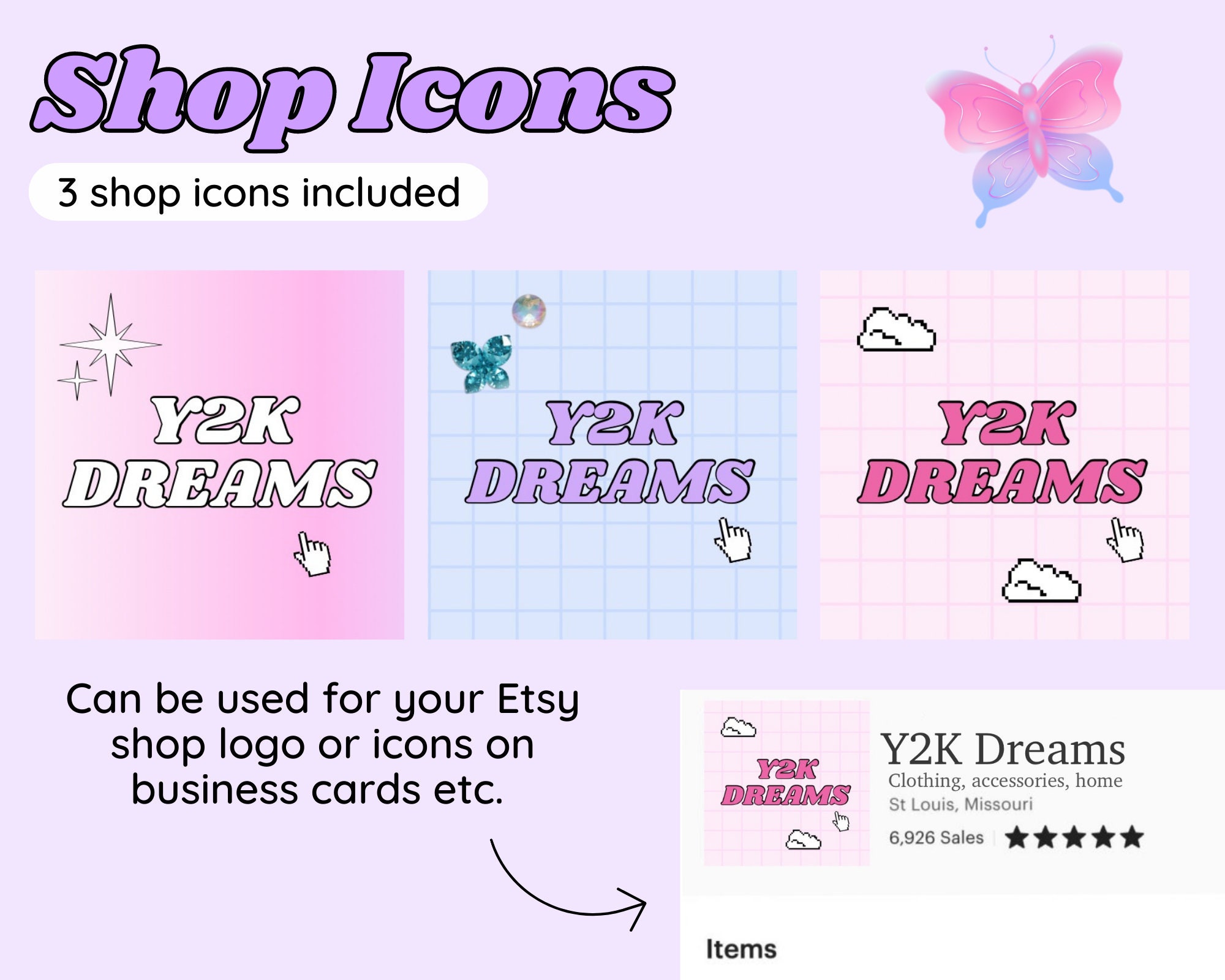 Y2K Etsy Shop Kit, Etsy Shop Banner Kit, Branding Kit, Retro Banner ...