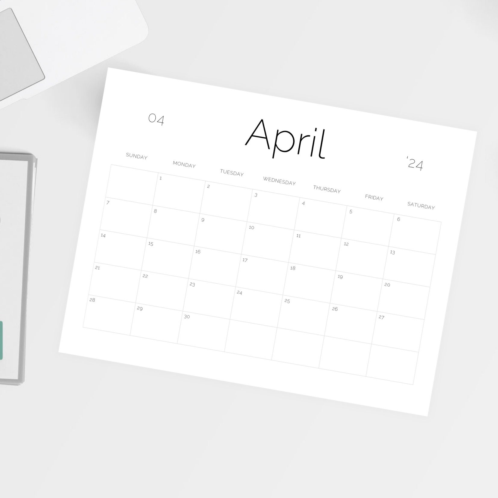 Printable Calendar 2024 Monthly Planner 2024 Letter 8 5x11 Landscape