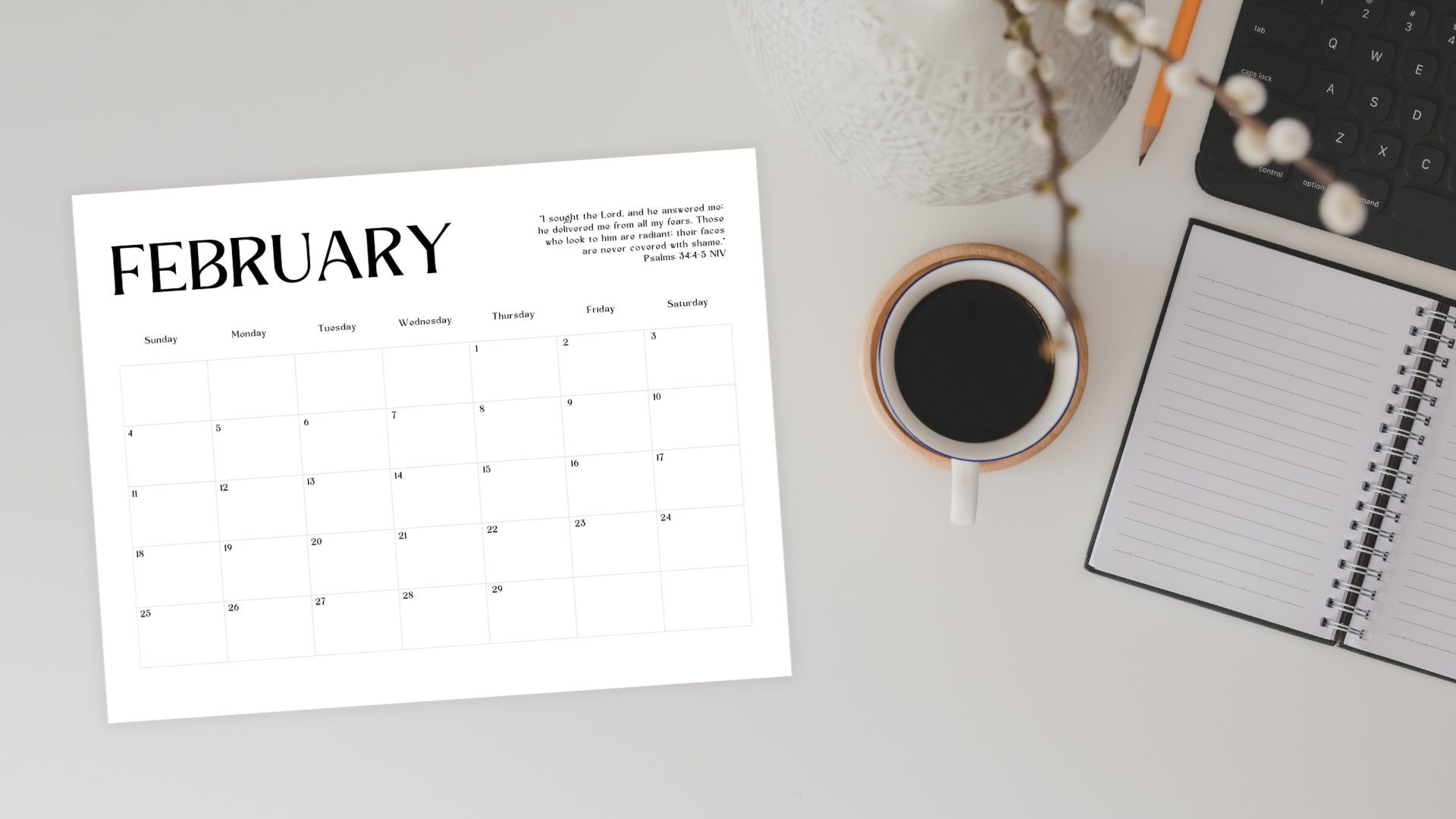 Printable 2024 Calendar Scripture Bible Verse Monthly Planner 2024 ...