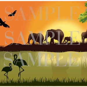 Safari Animals edible cake topper Jungle Party Cake Decorations party ideas personalized cake topper 1/4 Icing sheet safari cake sides wrap