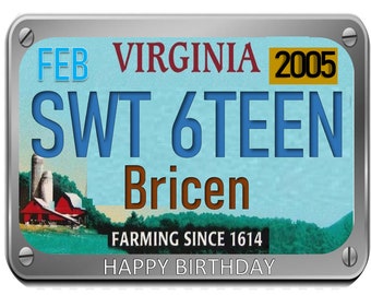 Sweet Sixteen license plates birthday edible cake toppers Custom topper picture 16th Birthday Party,Edible images,1/4 (8"x10.5")ICING SHEET