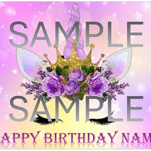 Personalized Unicorn and Rainbows Birthday edible topper. Unicorn cake, Unicorn icing Sheet 8&quot;x10&quot;