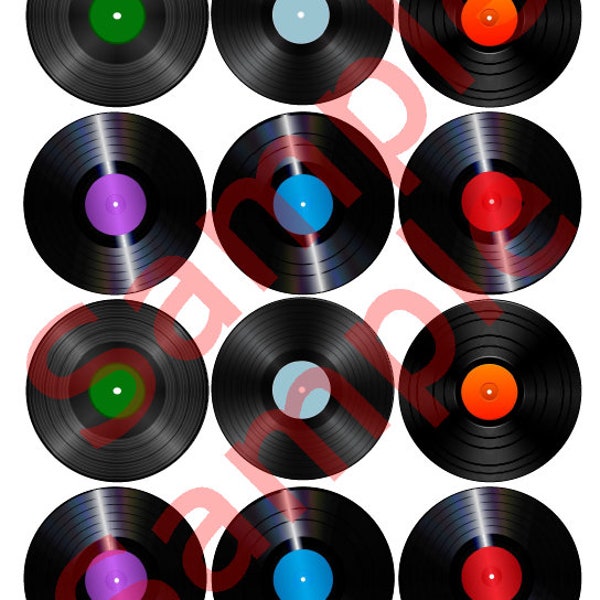 Edible Vinyl Record Cupcake, Cookie, Oreo Toppers, Music Party Cake Decorations, Music cupcake toppers, Vinyl Icing sheets