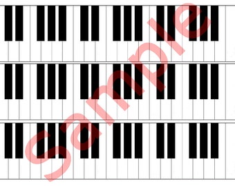 Piano keyboard Edible Wraps EDIBLE Music Strips for Cake Music Notes Cake Piano Keyboard stripes 2.5"x10.5"(3 per sheet)