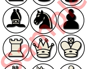 CHESS FIGURES edible cupcake toppers Chess figures cupcake toppers custom cupcakes  Chess Party Cake Decorations