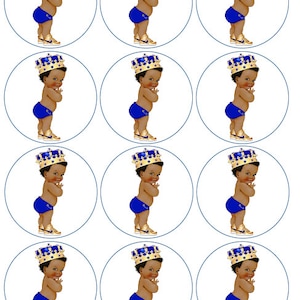 Royal Blue and Gold Little Prince Baby Sneakers EDIBLE Cake Topper Image Prince Boy  Prince Boy ICING SHEET Pre-Cut Cupcake Toppers