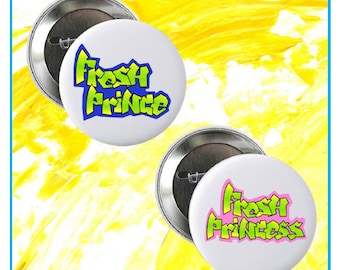 2.25 inches Pushback Pins Plastic Button Pins Fresh Prince Party Supplies Fresh Prince Birthday Party Pins 12 Personalized Fresh Prince of Bel Air Button Pins Fresh Prince Party Favors