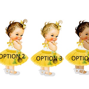 Sunflower Yellow White Tulle Party Dress Ankle Ribbon Shoe Baby Girl Baby Shower Cake Decoration Icing Sheets