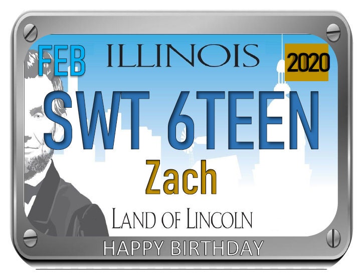 Sweet Sixteen license plates birthday edible cake toppers Custom topper picture 16th Birthday Party,Edible images,1/4 (8"x10.5")ICING SHEET