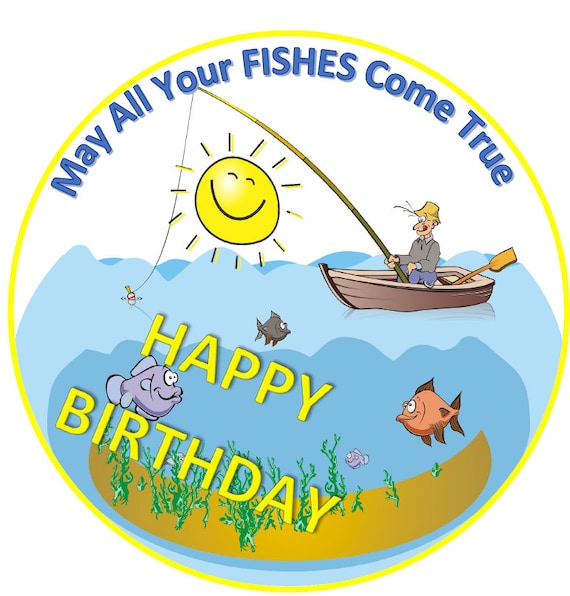 Fisherman Cake Topper, Boating, Fishing, Bass Fishing, Male Birthday, Dad's  Birthday Cake Topper Icing Sheet, Fisherman Cupcake Toppers