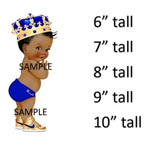 Royal Blue and Gold Little Prince Baby Sneakers EDIBLE Cake Topper Image Prince Boy  Prince Boy ICING SHEET