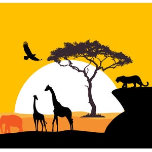 Safari Animals edible cake topper Jungle Party Cake Decorations party ideas personalized cake topper 1/4 Icing sheet safari cake sides wrap