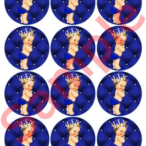 Royal Blue and Gold Little Prince Baby EDIBLE Cake Topper Image ICING SHEETS