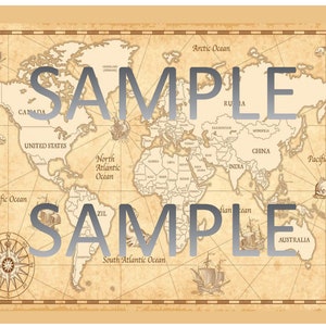 Vintage World Map Birthday Topper Icing Sheets World Map Cake Wrap