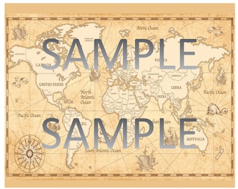 Vintage World Map Birthday Topper Icing Sheets World Map Cake Wrap