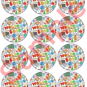 Back To School Edible Cupcake Cookie Toppers Icing Sheets