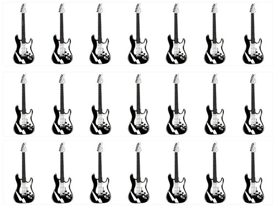 Electric Guitar Edible Wraps EDIBLE Music Strips for Cake Music Notes Cake Electric guitar stripes 2.5"x10.5"(3 per sheet)