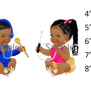 Beats and Beauty 90&#39;s Gold Chain DJ Headset Mic Baby Shower Gender Reveal Party Cake Edible Image Frosting Sheet