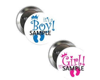 60-Pack Gender Reveal Button Pins - Team Boy & Girl Baby Shower Party Supplies