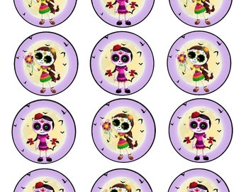 Halloween Girls  Cupcake Toppers, Halloween Decorations  Cupcake Toppers Edible Image Frosting Sheet Cake Decoration