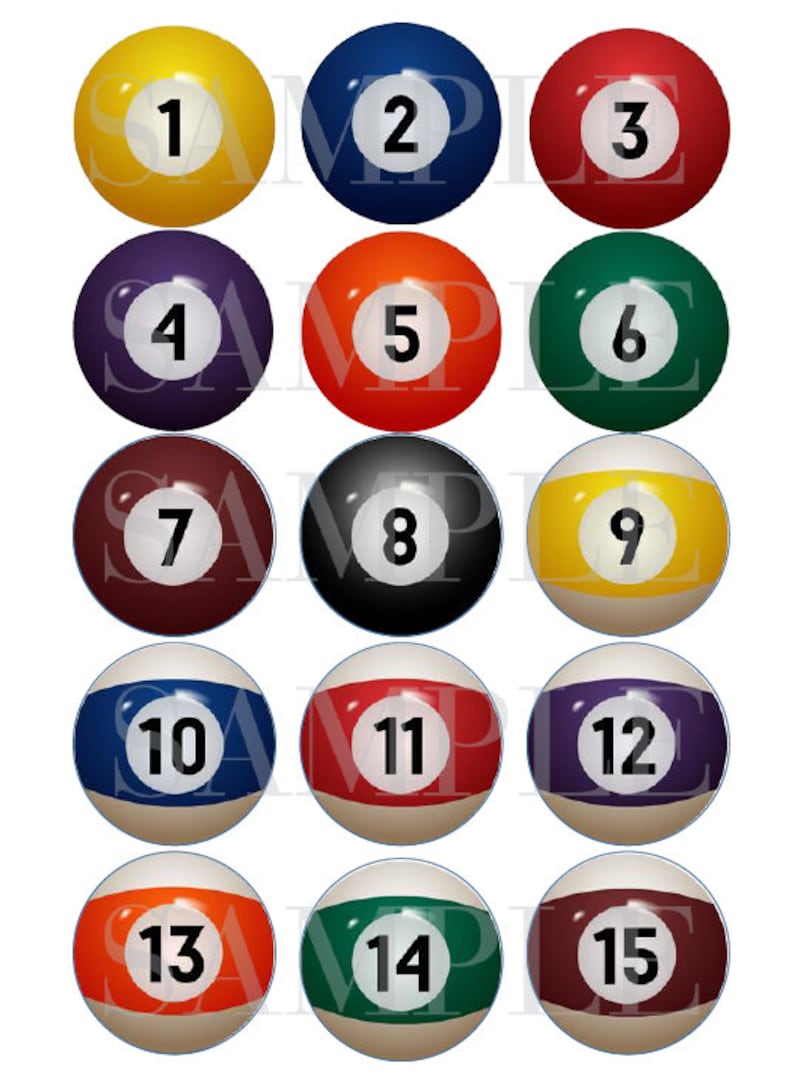 Pool Balls Cupcake Topper Image Cake Decoration Frosting Sheet Etsy