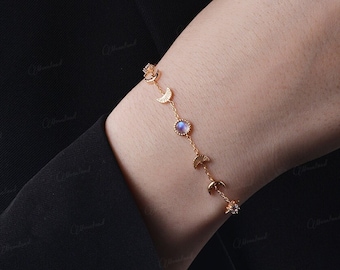 14k Yellow Gold-plated Rainbow Moonstone Anklet Adjustable 14k Yellow Gold-plated Rainbow Moonstone Anklet Adjustable